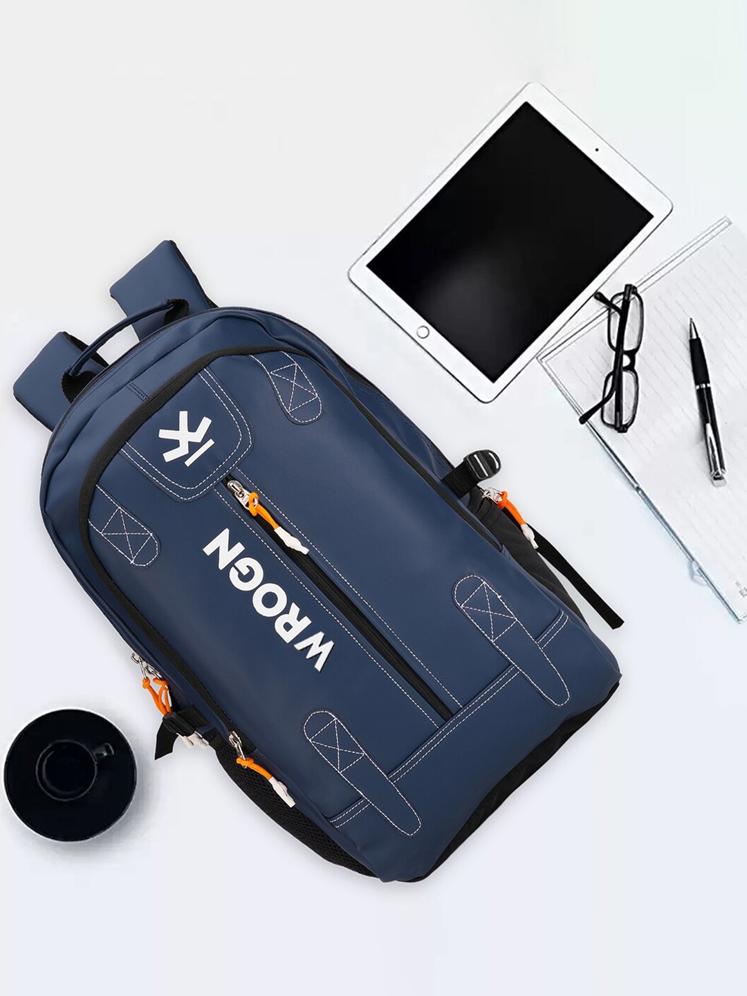 

WROGN Laptop Backpack With Rain Cover, Navy blue