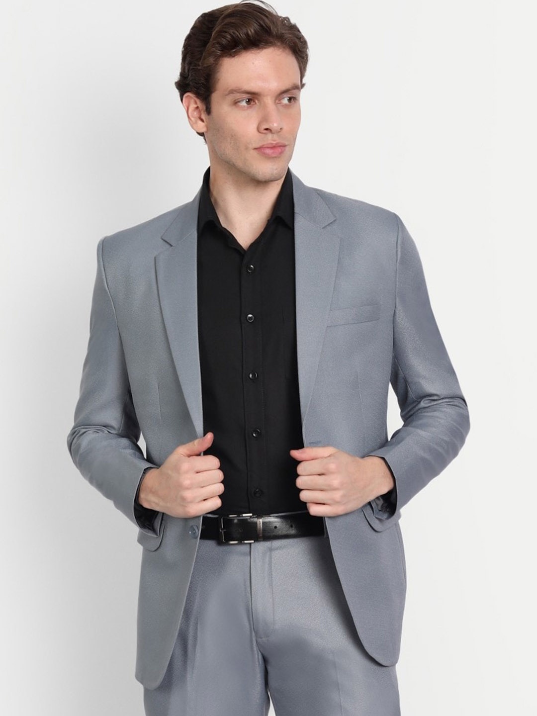 

TrulyFeb Slim-Fit Cotton Single Breasted Formal Blazer, Grey