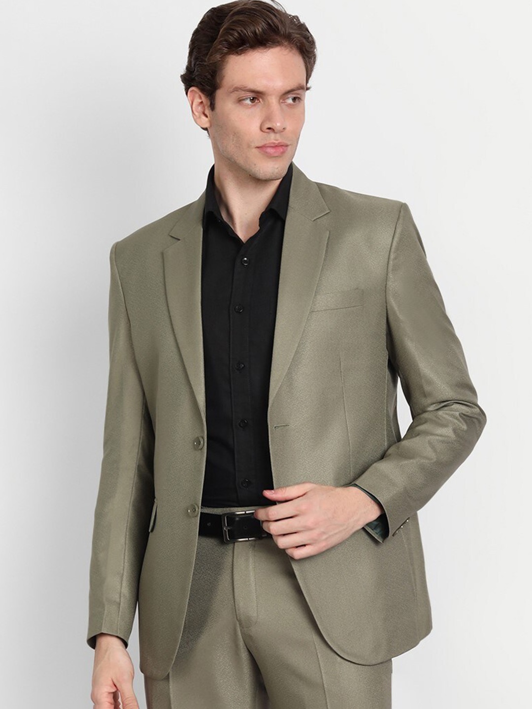 

TrulyFeb Slim-Fit Cotton Single Breasted Formal Blazer, Green