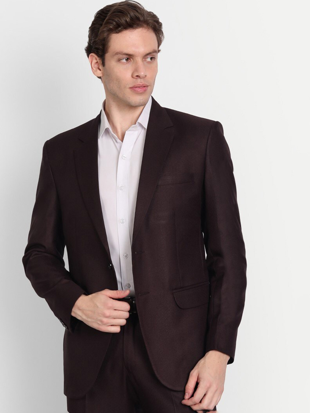 

TrulyFeb Slim-Fit Cotton Single Breasted Formal Blazer, Maroon