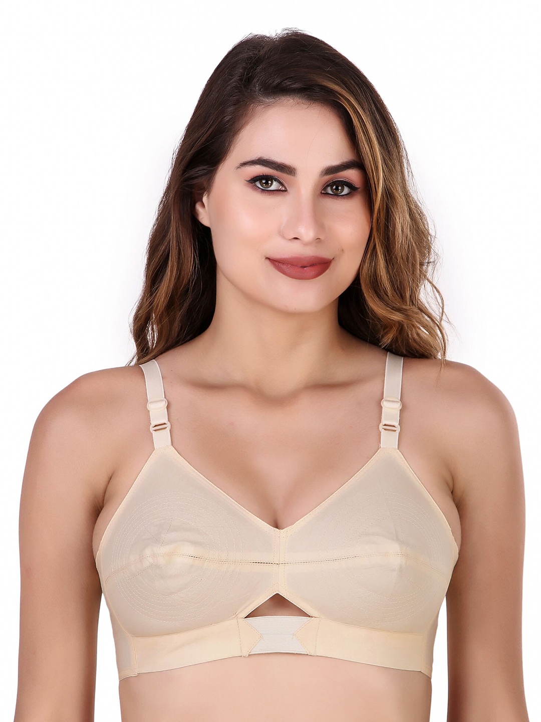 

Piylu Non Padded Medium Coverage Moisture Wicking Pure Cotton Bra, Beige
