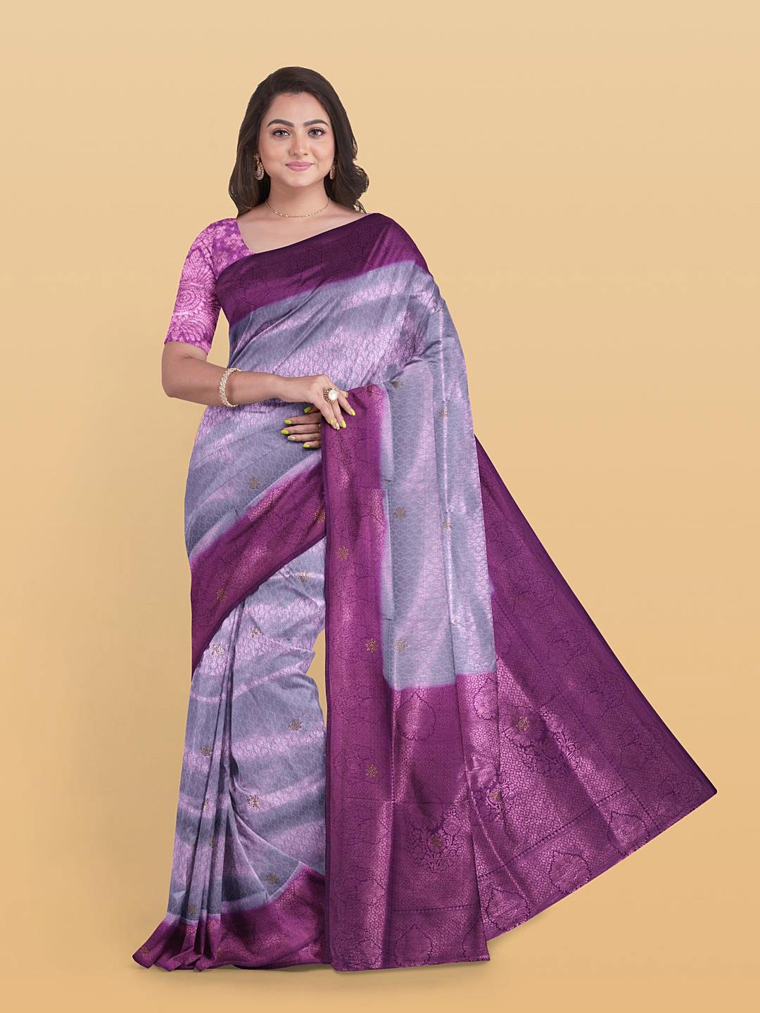 

Kalamandir Embelished Woven Design Zari Saree, Grey