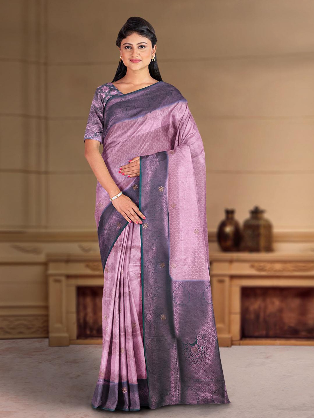 

Kalamandir Woven Design Zari Saree, Pink
