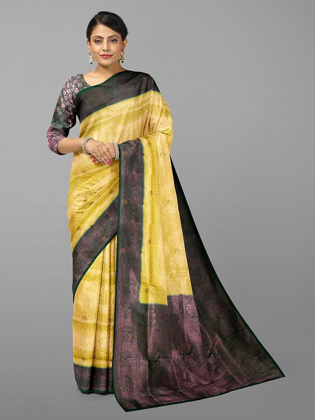 

Kalamandir Ethnick Woven Design Zari Saree, Yellow