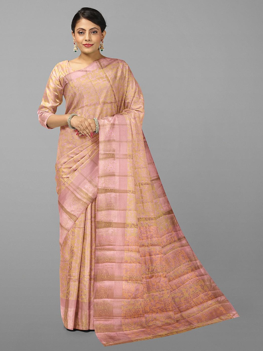 

Kalamandir Floral Woven Design Zari Saree, Olive