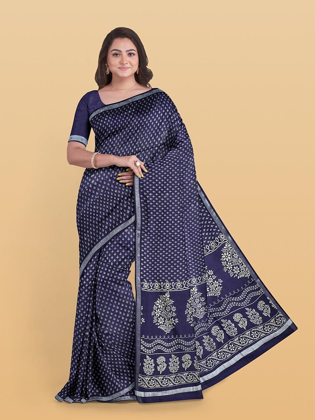 

Kalamandir Floral Woven Design Zari Saree, Blue