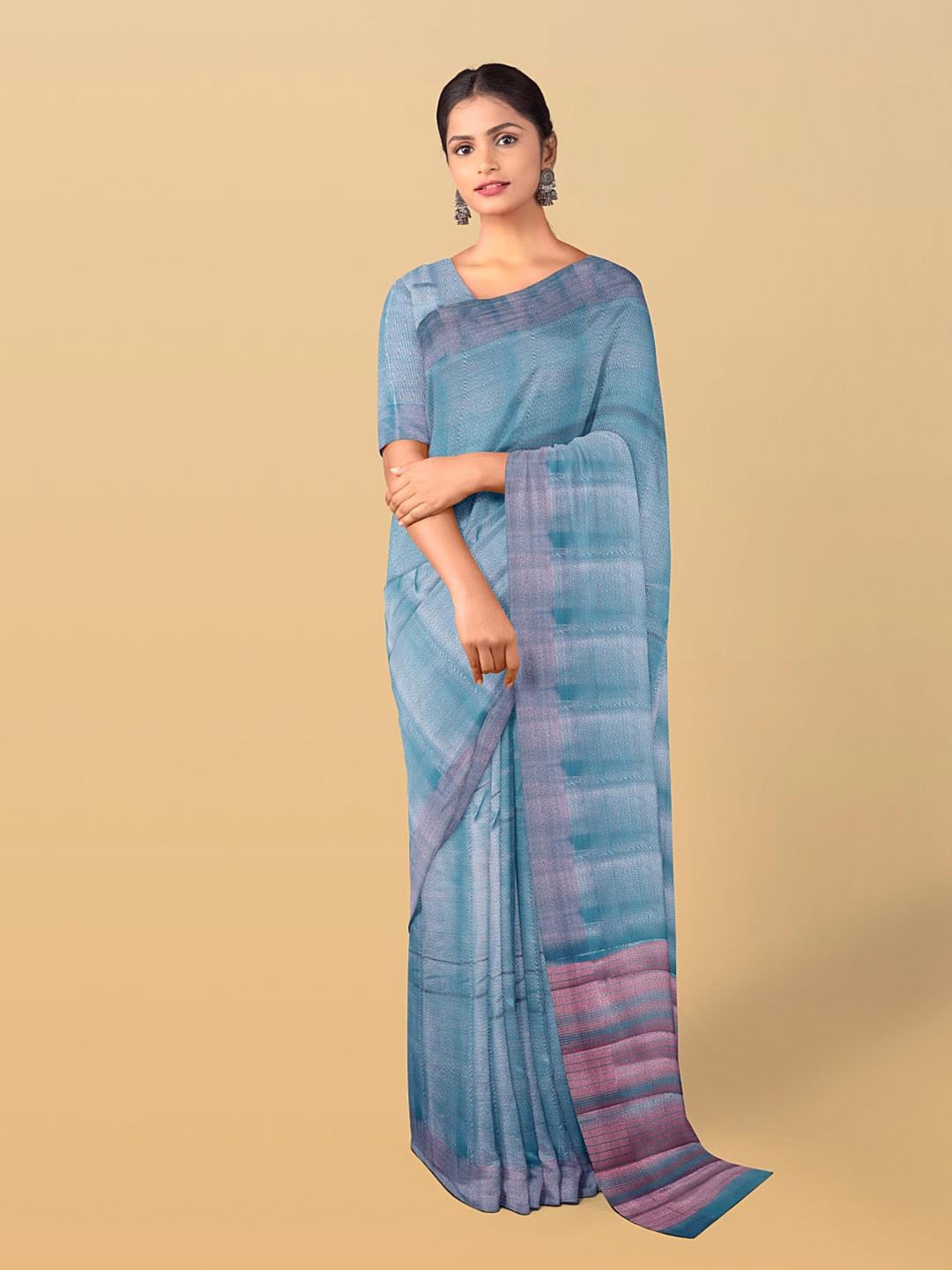 

Kalamandir Geometric Woven Design Zari Saree, Blue
