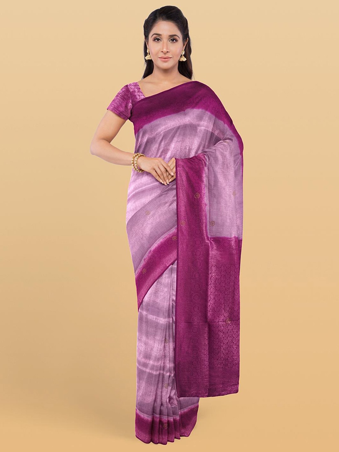 

Kalamandir Ethic Motif Woven Design Embellished Zari Saree, Grey