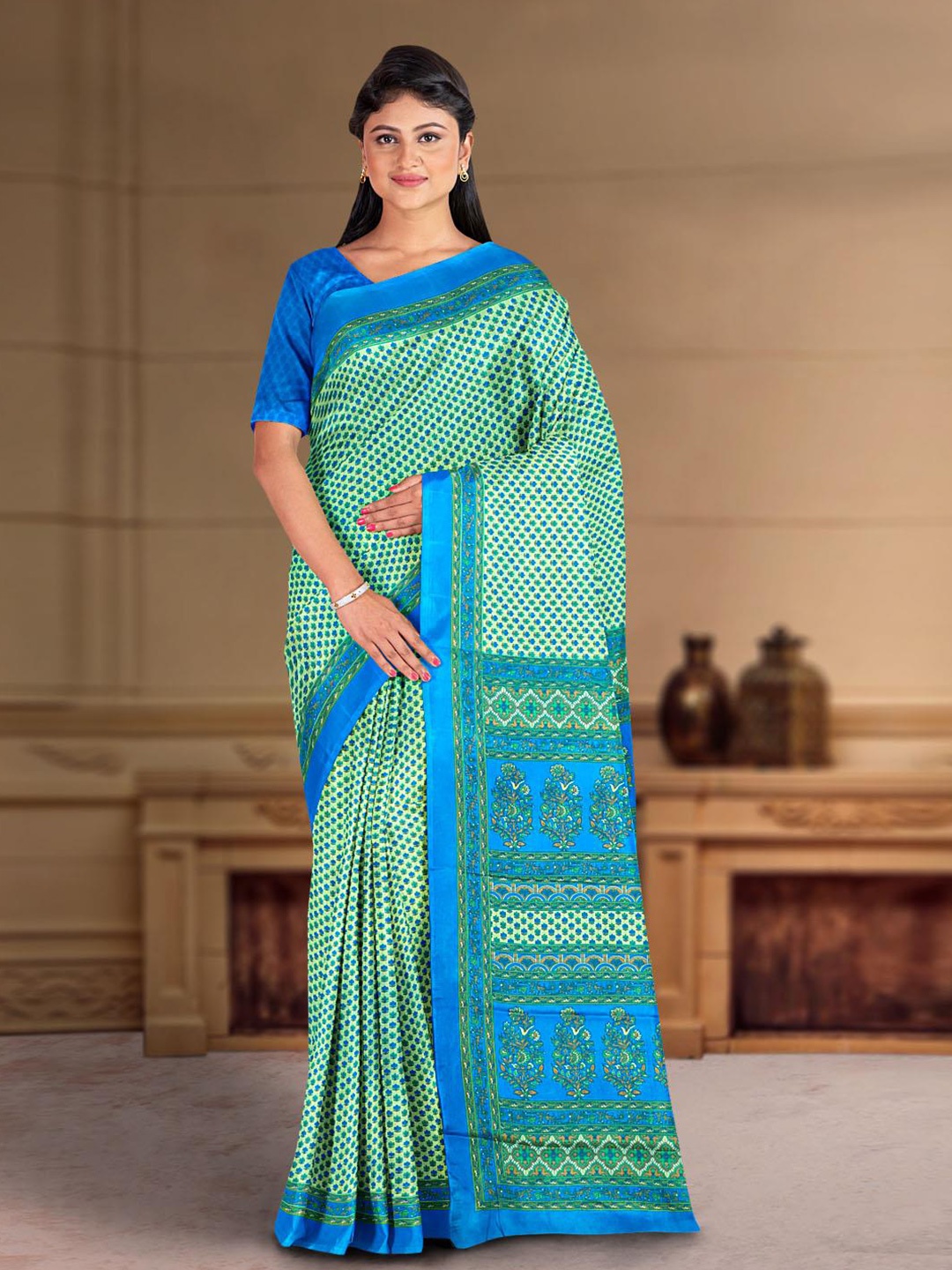 

Kalamandir Ethnic Motifs Pure Crepe Saree, Sea green