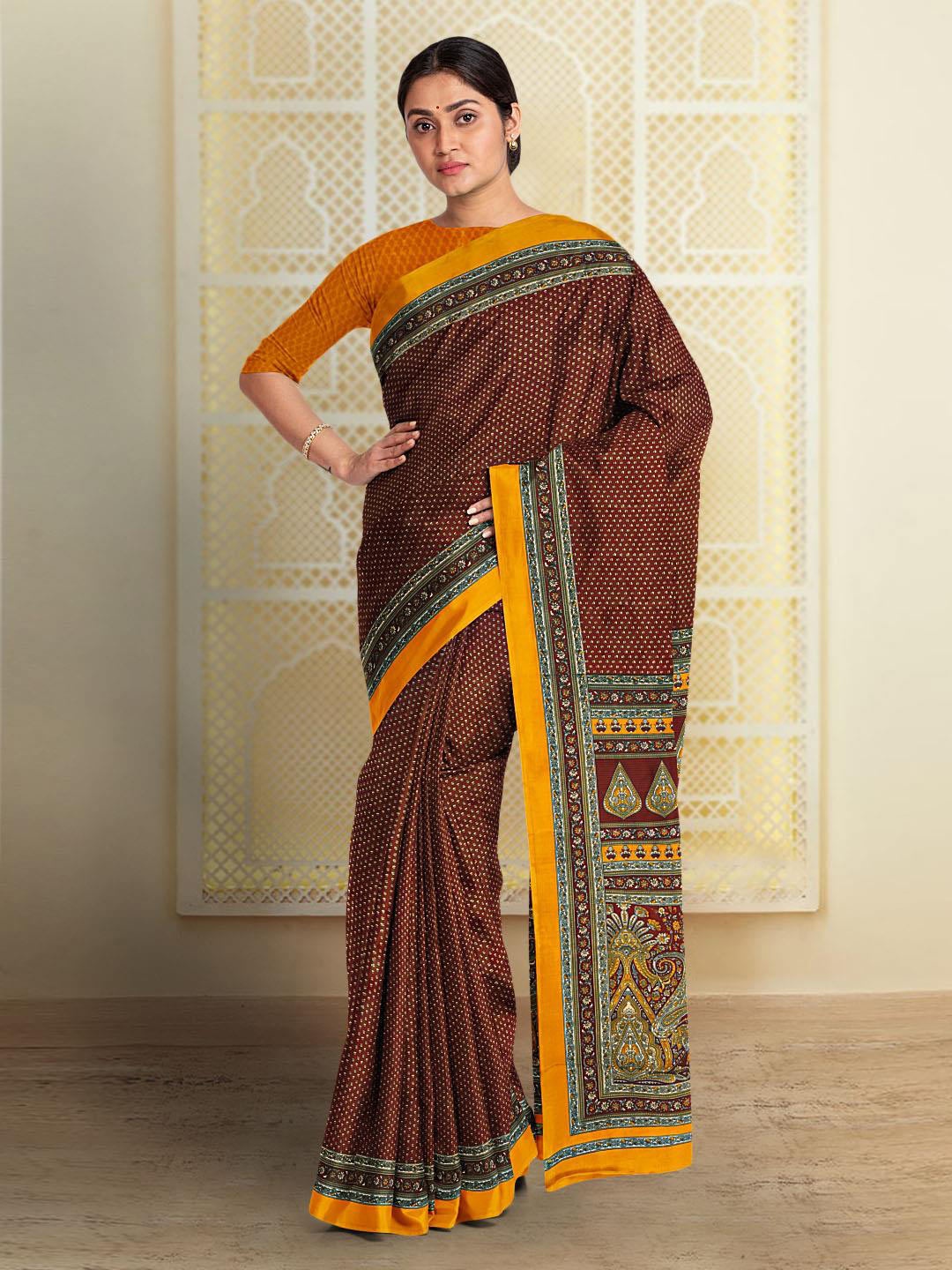 

Kalamandir Ethnic Motifs Pure Crepe Saree, Maroon