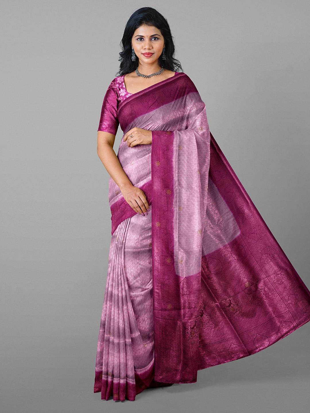 

Kalamandir Floral Woven Design Embellished Zari Saree, Rose