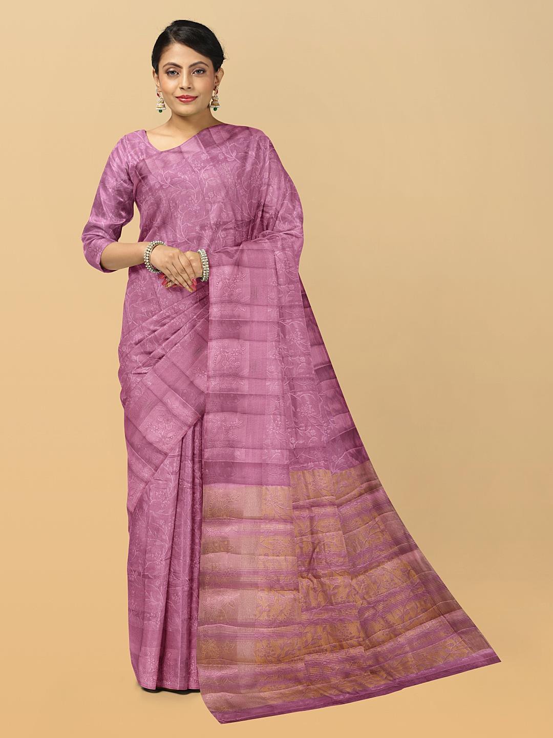 

Kalamandir Floral Woven Design Zari Saree, Pink