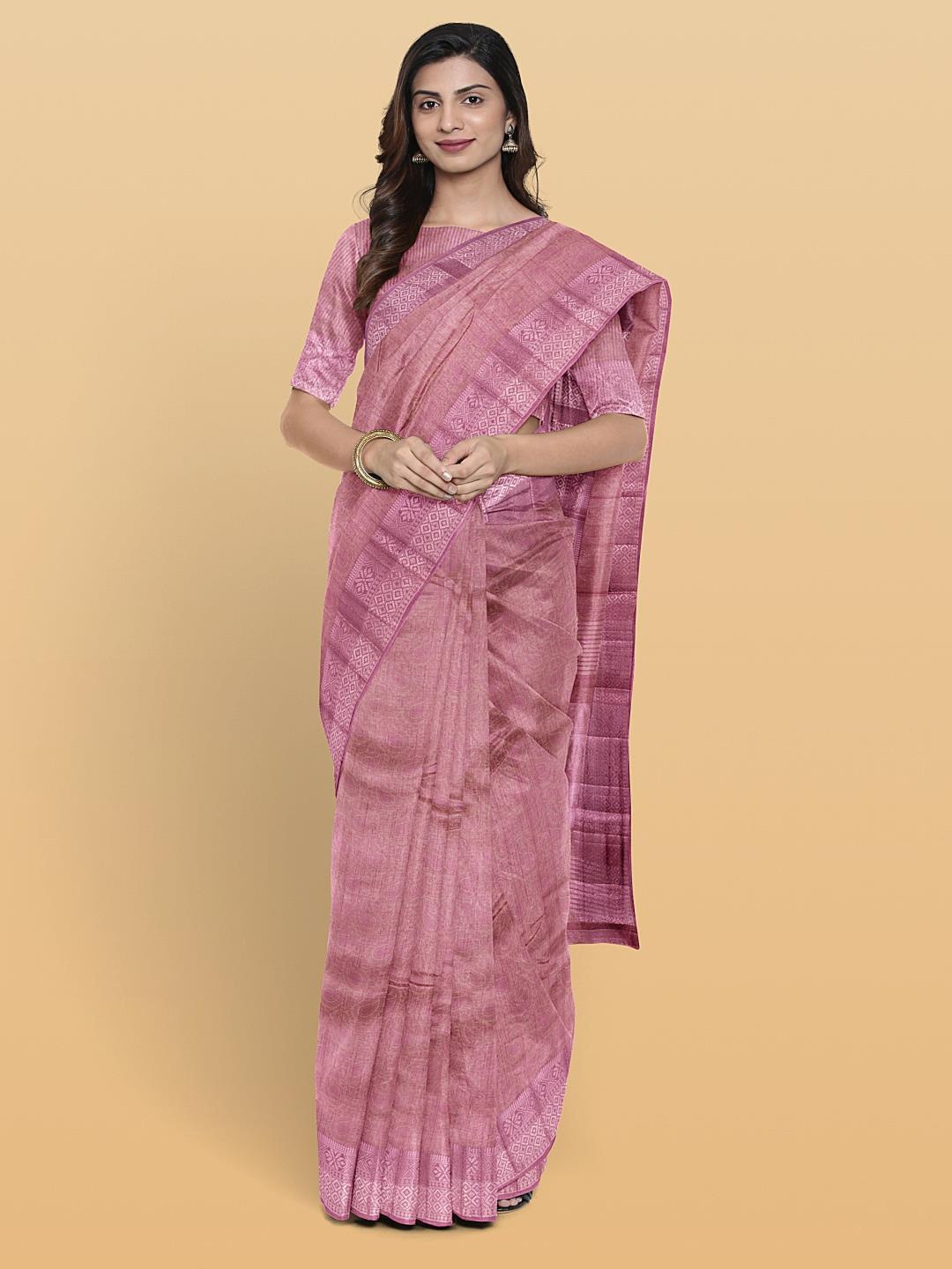 

Kalamandir Paisley Woven Design Zari Saree, Pink