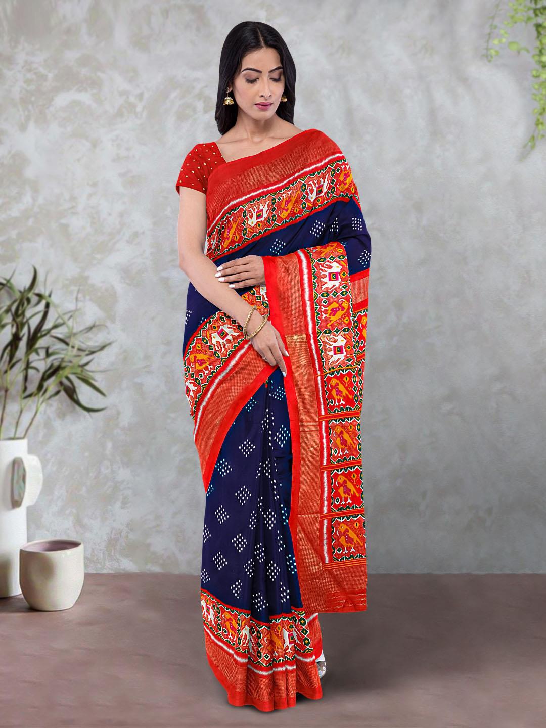 

Kalamandir Ethnic Motifs Printed Saree, Navy blue