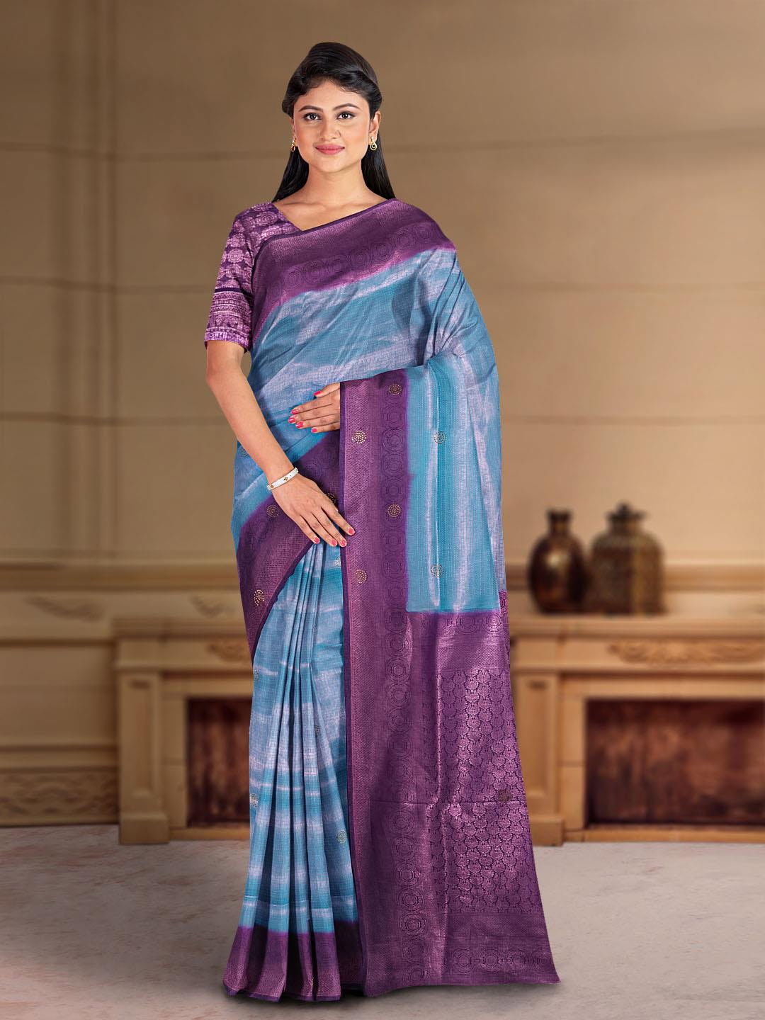 

Kalamandir Woven Design Zari Saree, Blue
