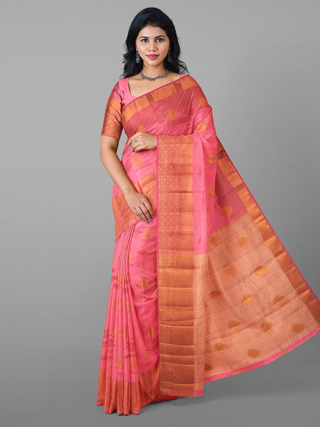 

Kalamandir Woven Design Zari Silk Cotton Saree, Pink