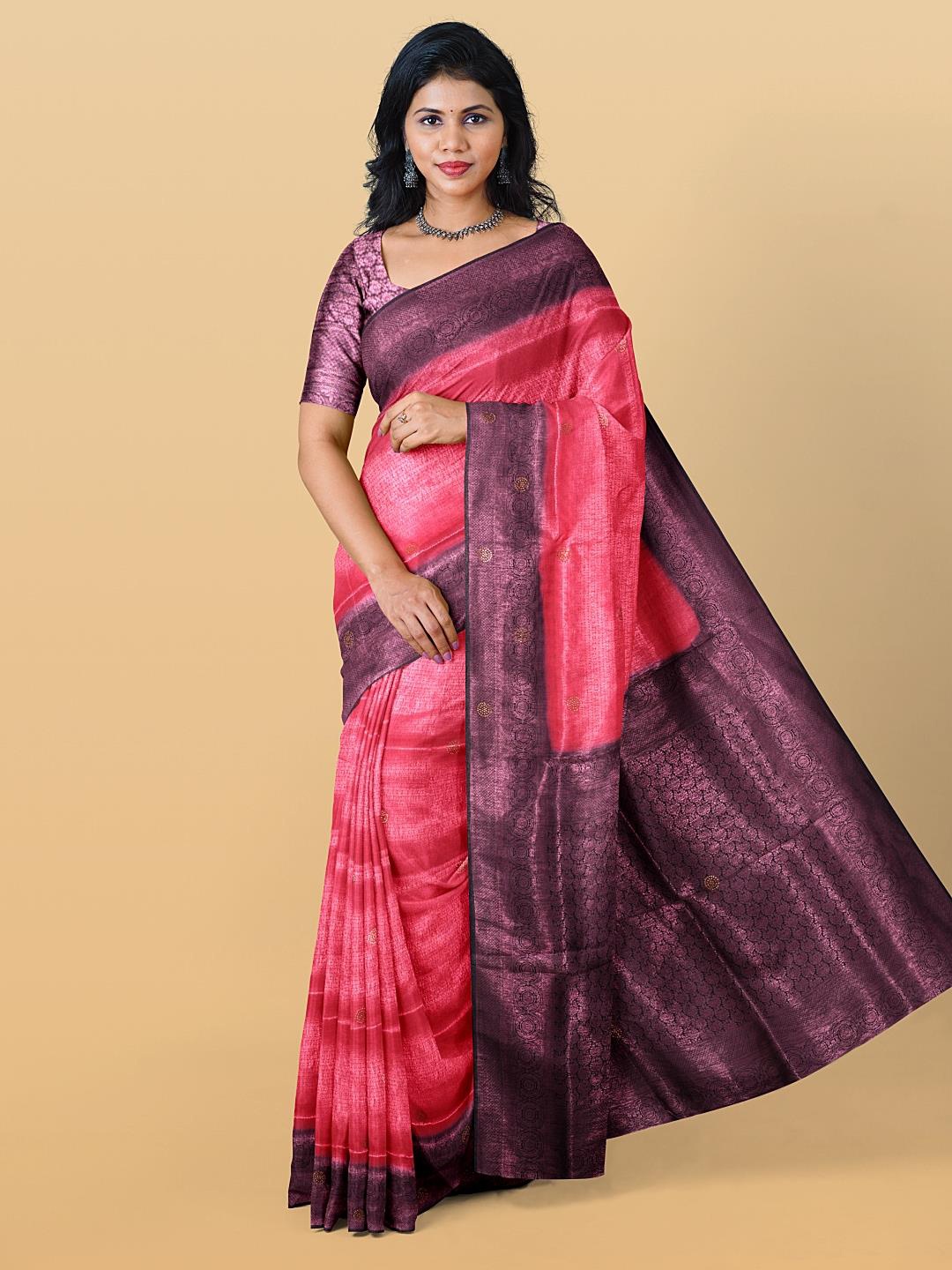 

Kalamandir Ethnic Woven Design Beads and Stones Saree, Red