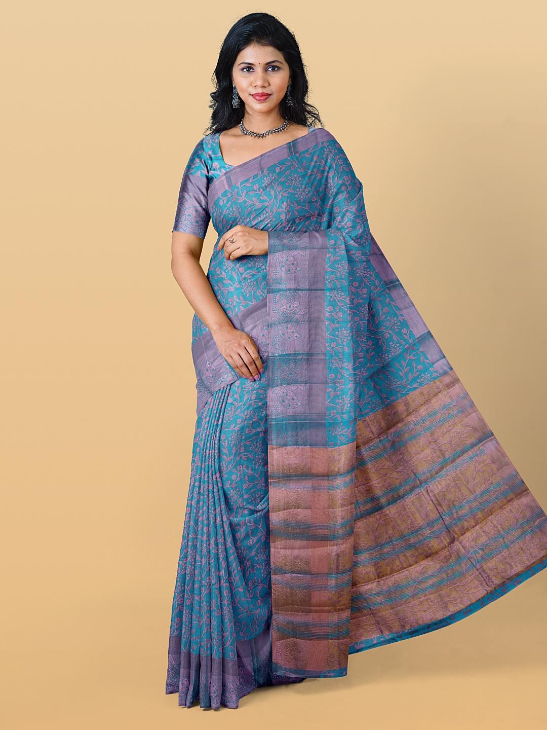 

Kalamandir Floral Woven Design Zari Saree, Blue
