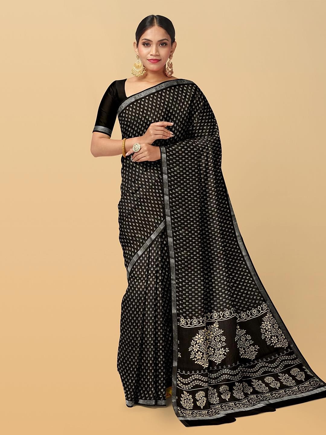 

Kalamandir Ethnic Motifs Printed Saree, Black