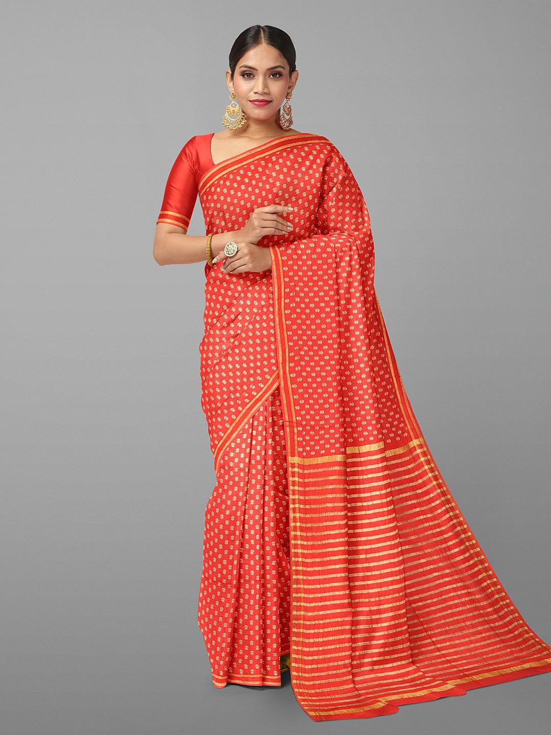 

Kalamandir Ethnic Motifs Printed Zari Saree, Red
