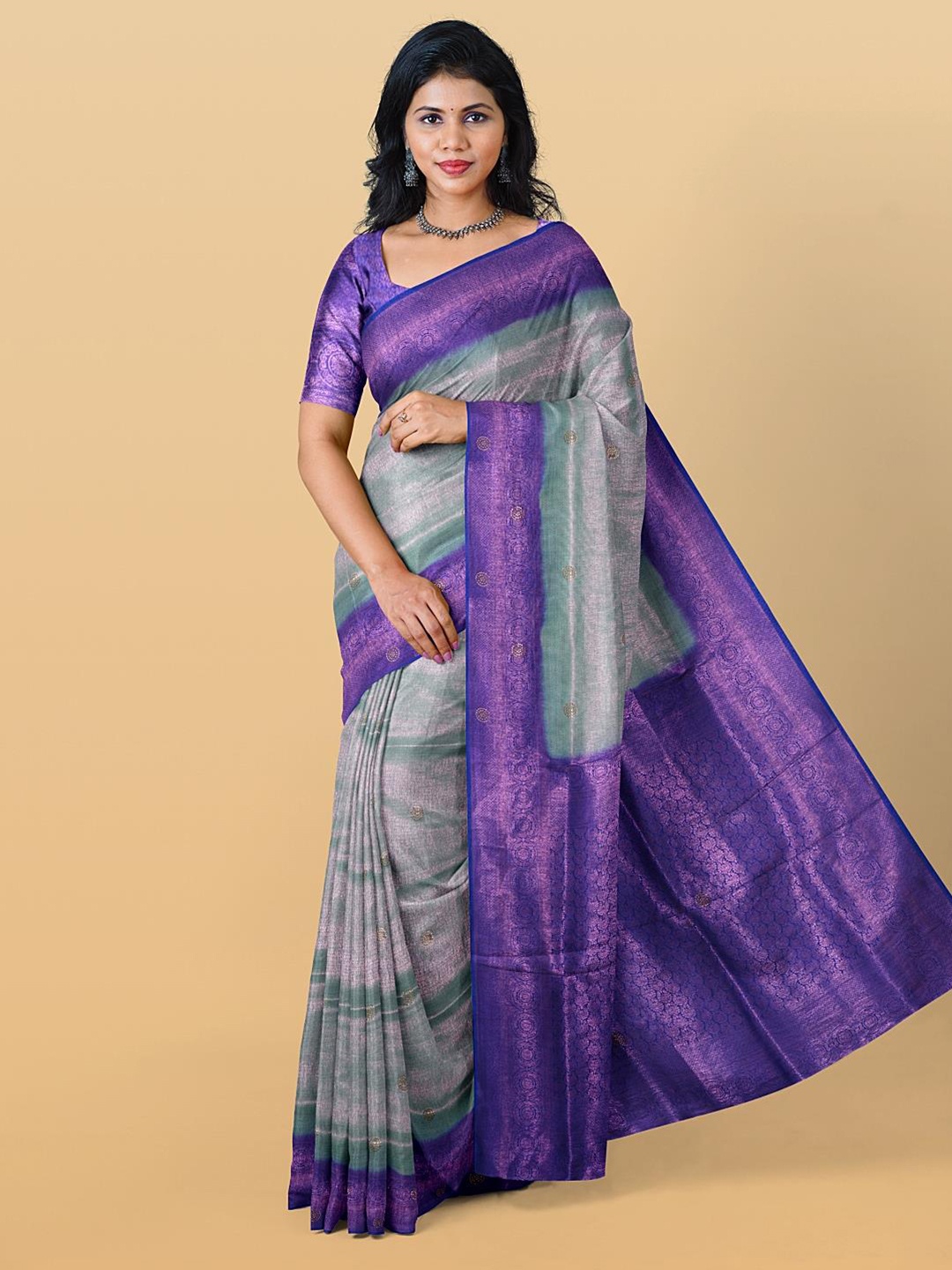 

Kalamandir Woven Design Zari Saree, Sea green