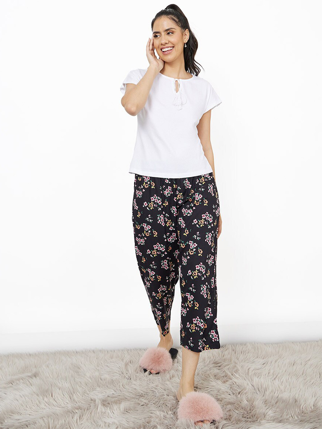 

Styli White & Black Pure Cotton Night suit