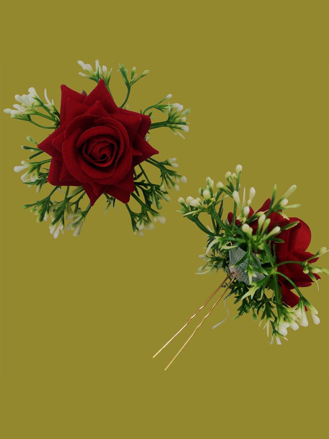 

LYF5STAR Floral Set of 2 U Pins, Red