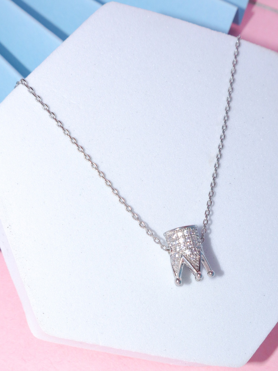 

SALTY Silver-Plated Crown Charm Necklace