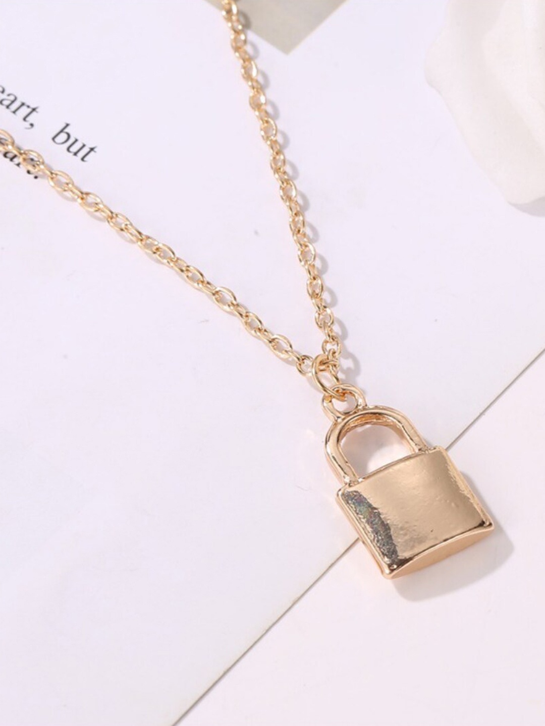 

SALTY Lock Charm Slip-On Necklace, Gold