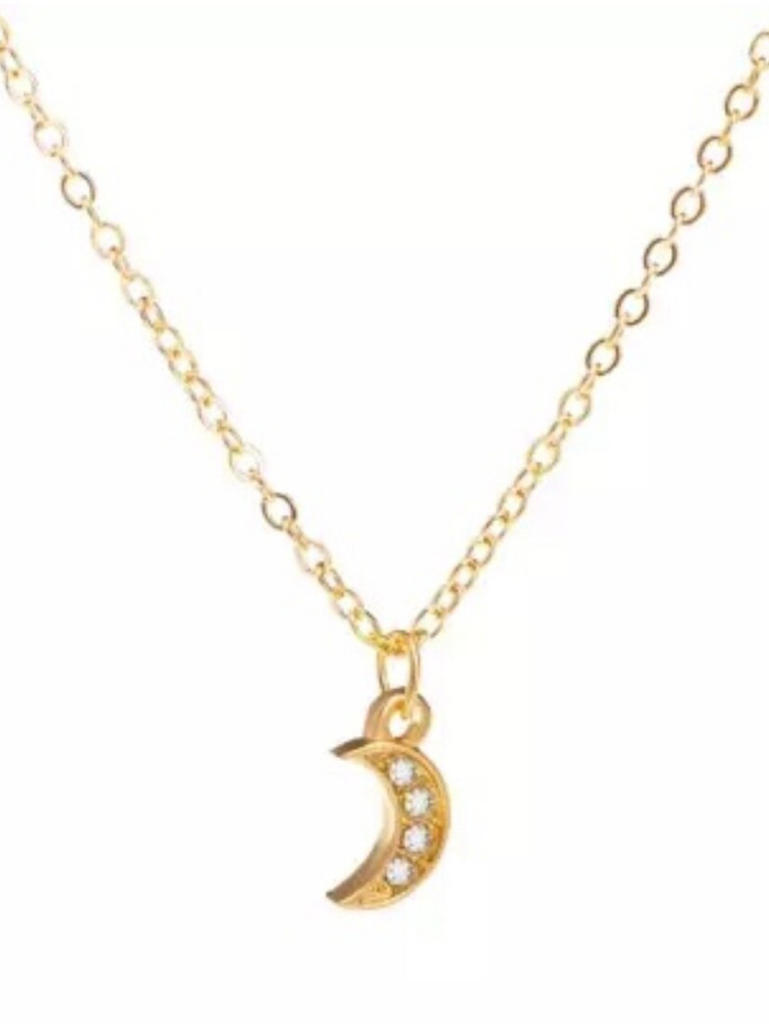 

SALTY Stone Studded Cresent Necklace, Gold