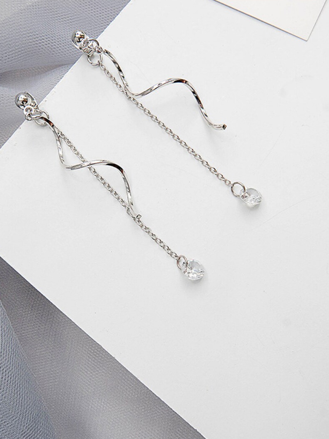 

SALTY Silver-Plated Contemporary Drop Earrings