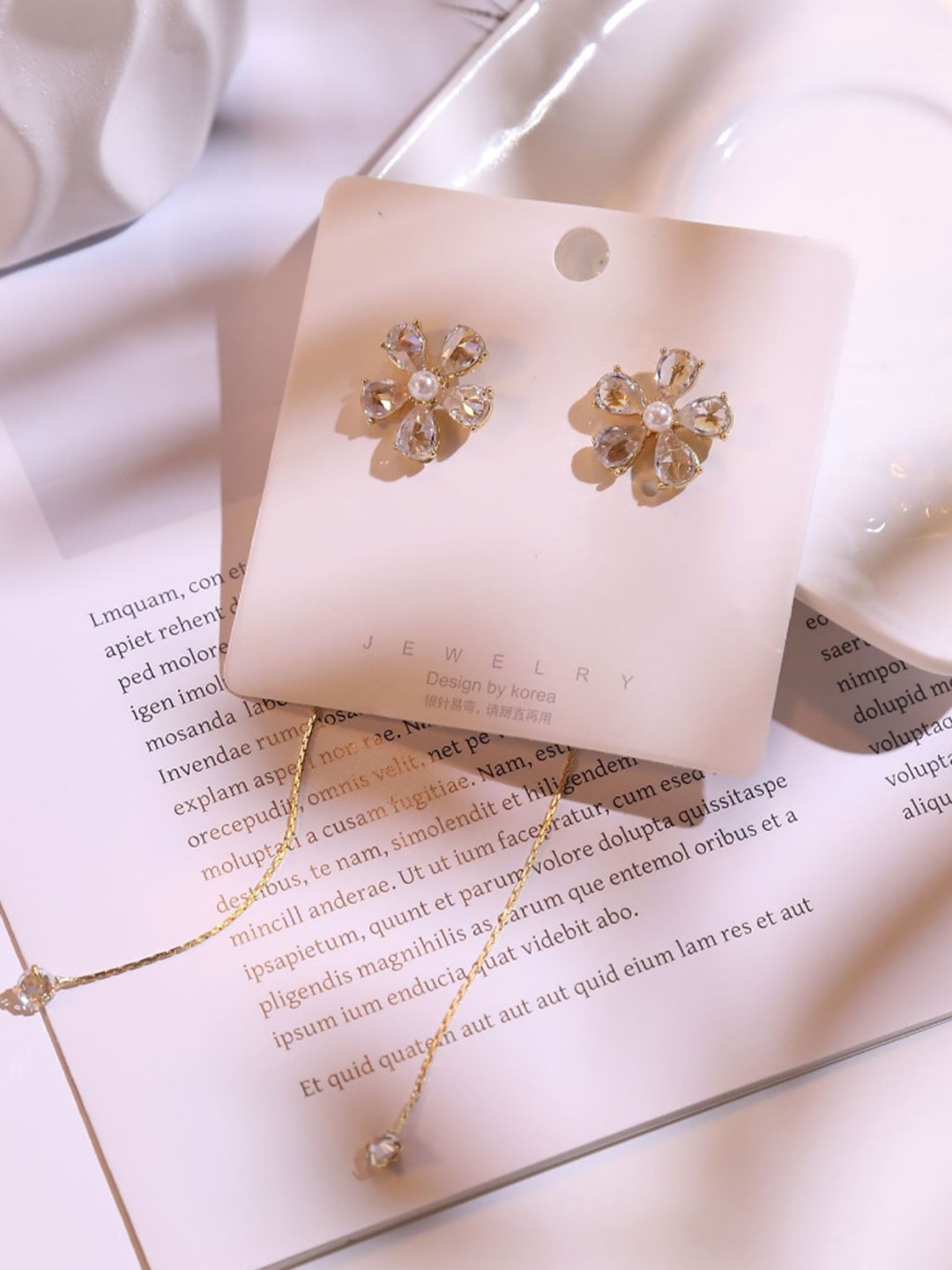 

SALTY Anti-Tarnish Floral Drop Earrings, Gold