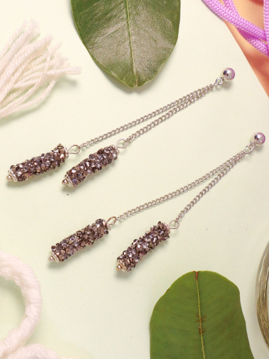 

SALTY Contemporary Crystals Drop Earrings, Silver