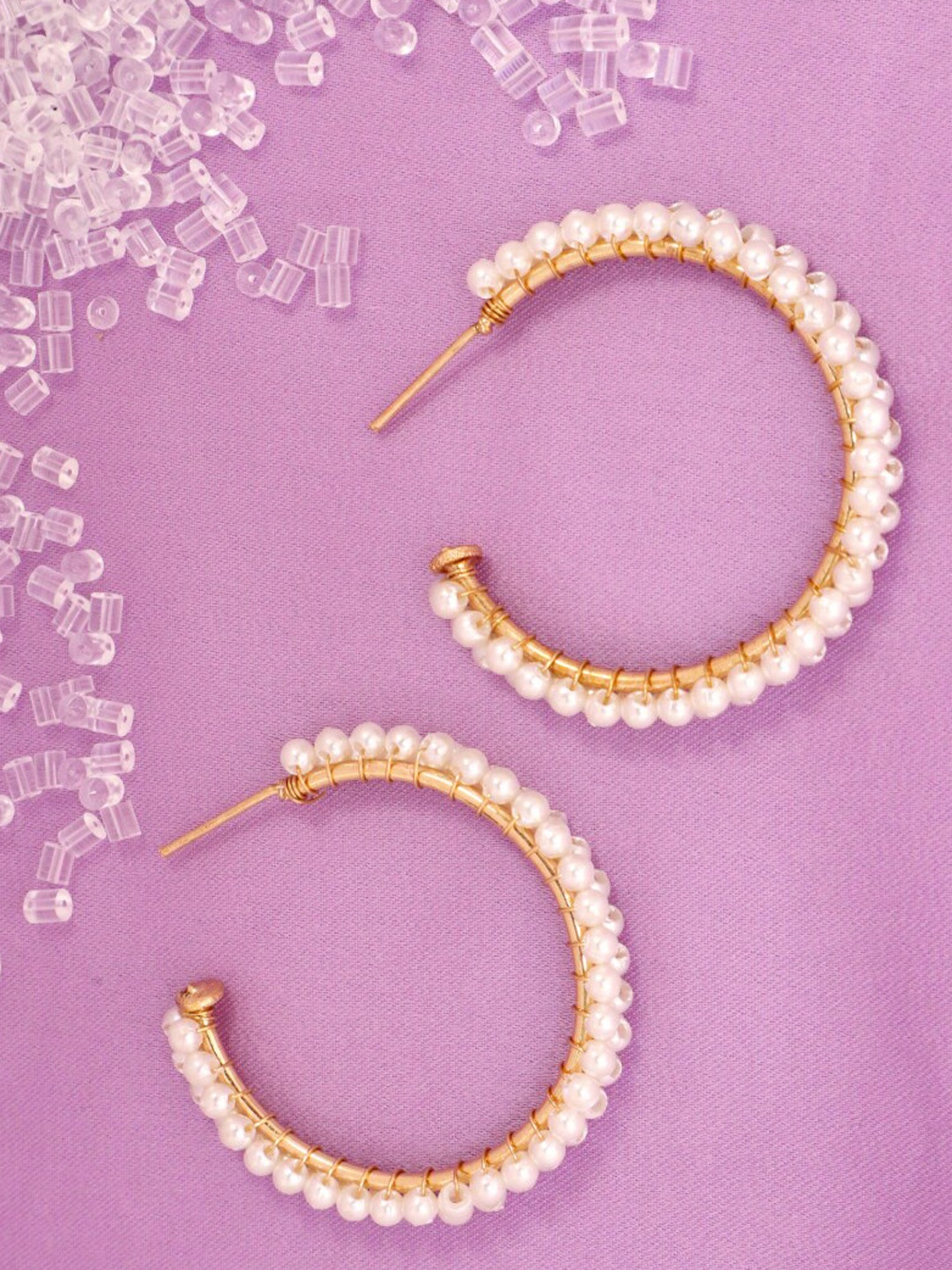 

SALTY Contemporary Half Hoop Earrings, White
