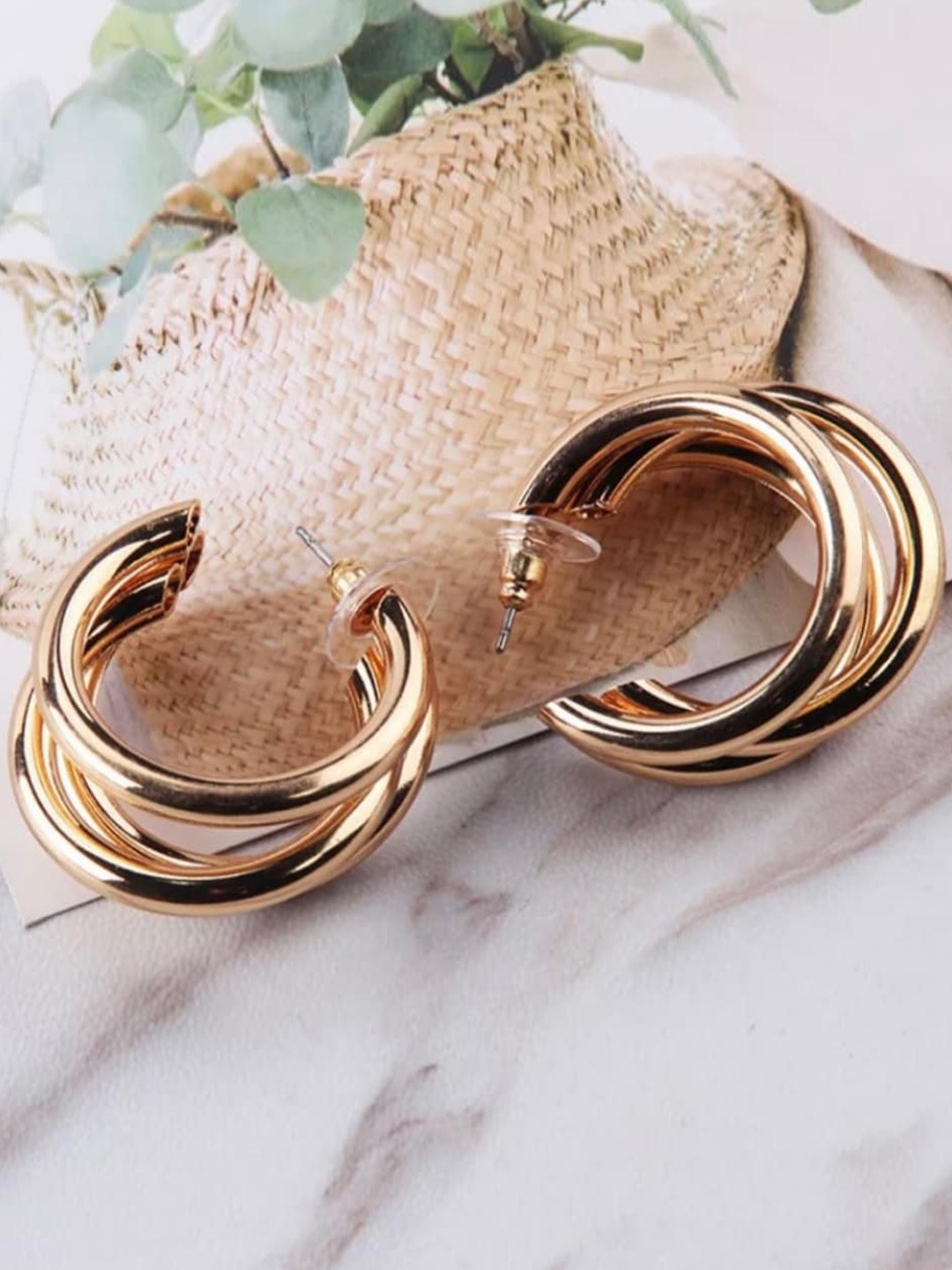 

SALTY Triple Layer Quirky Hoop Earrings for Women, Gold
