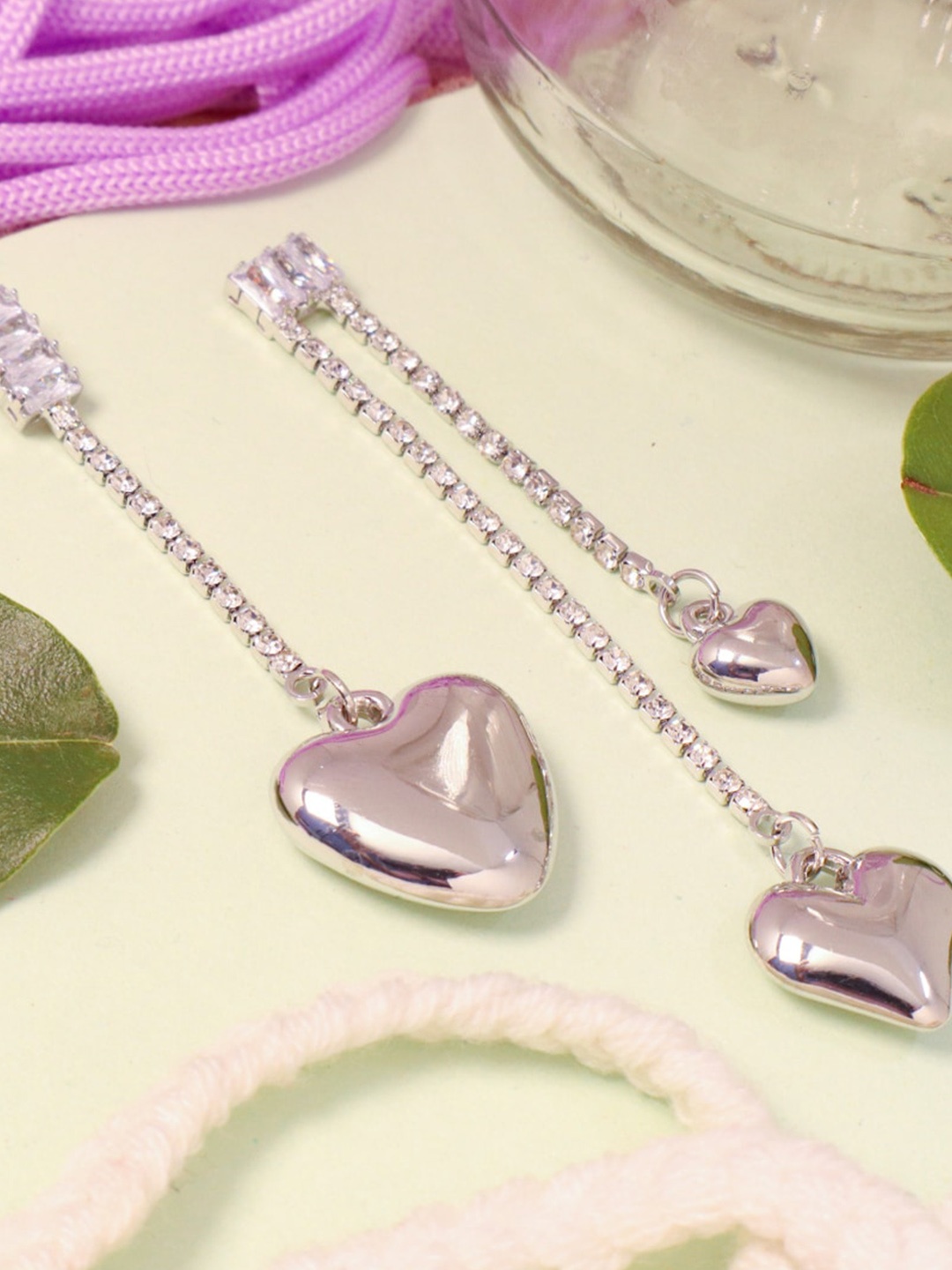 

SALTY Silver-Plated Heart Shaped Drop Earrings