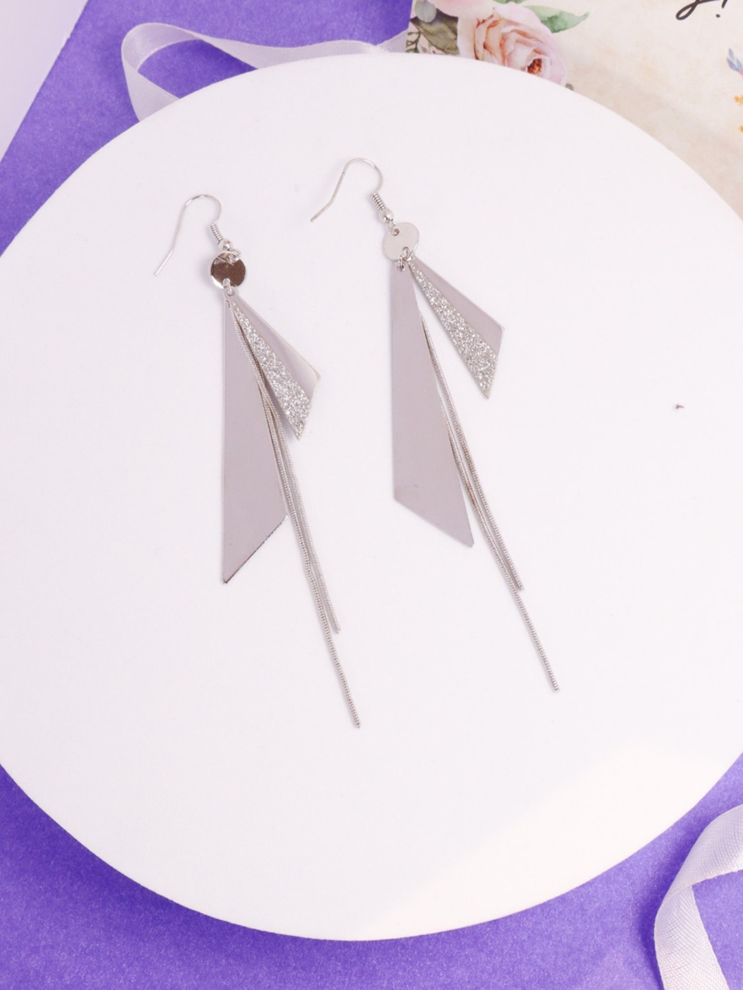 

SALTY Silver-Plated Contemporary Drop Earrings