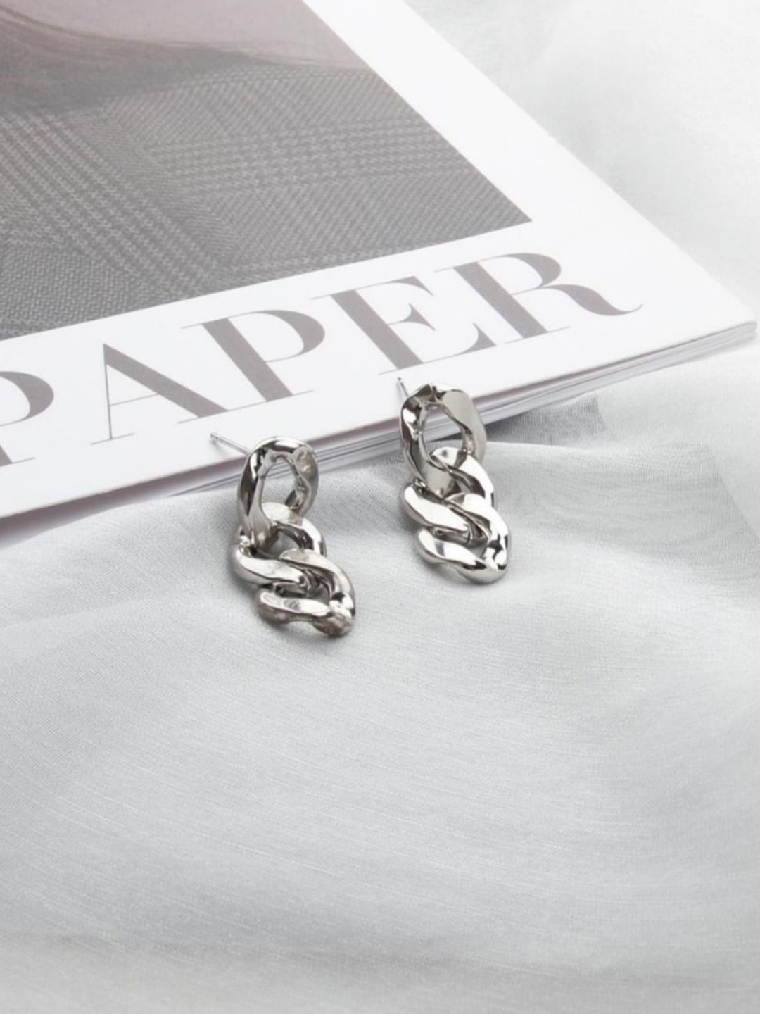 

SALTY Silver-Plated Contemporary Drop Earrings