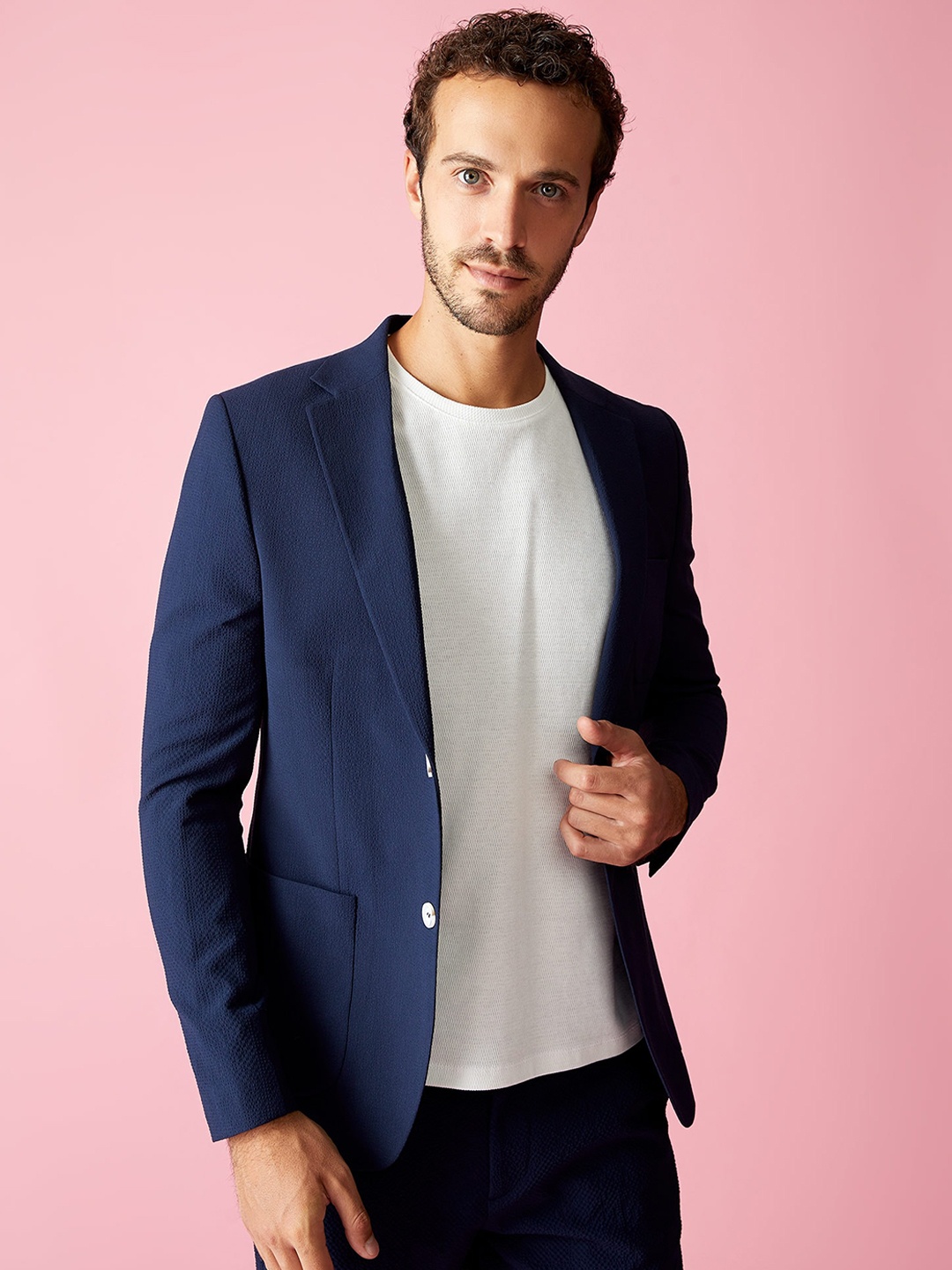 

DeFacto Single Breasted Casual Blazer, Navy blue