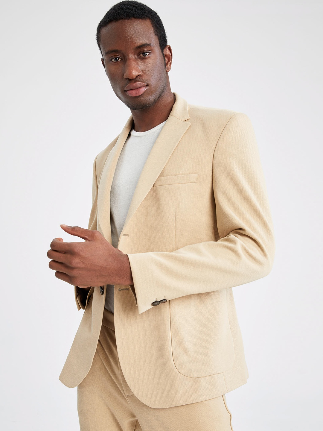 

DeFacto Single Breasted Formal Blazer, Beige