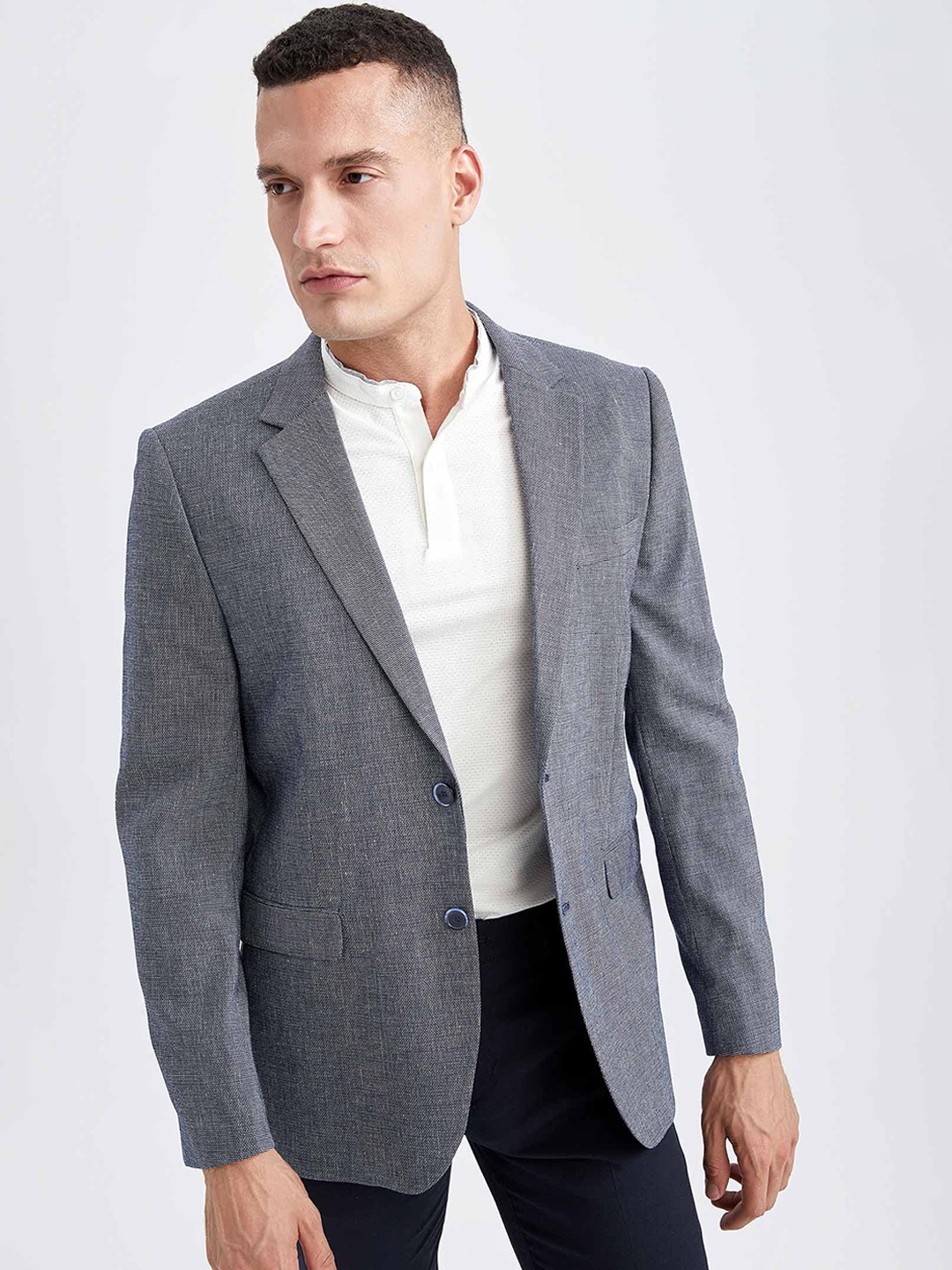 

DeFacto Single Breasted Formal Blazer, Grey