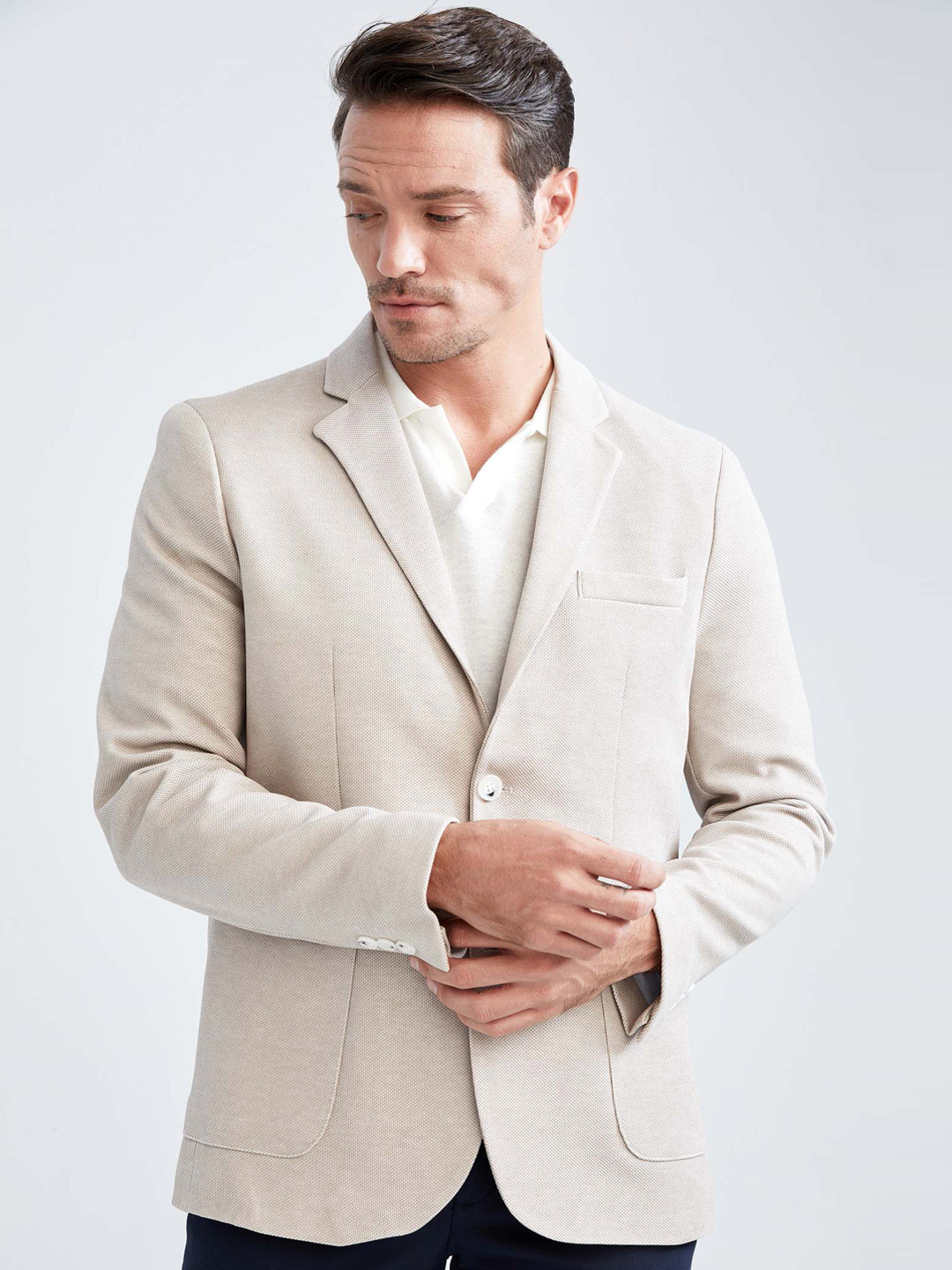 

DeFacto Single Breasted Formal Blazer, Beige