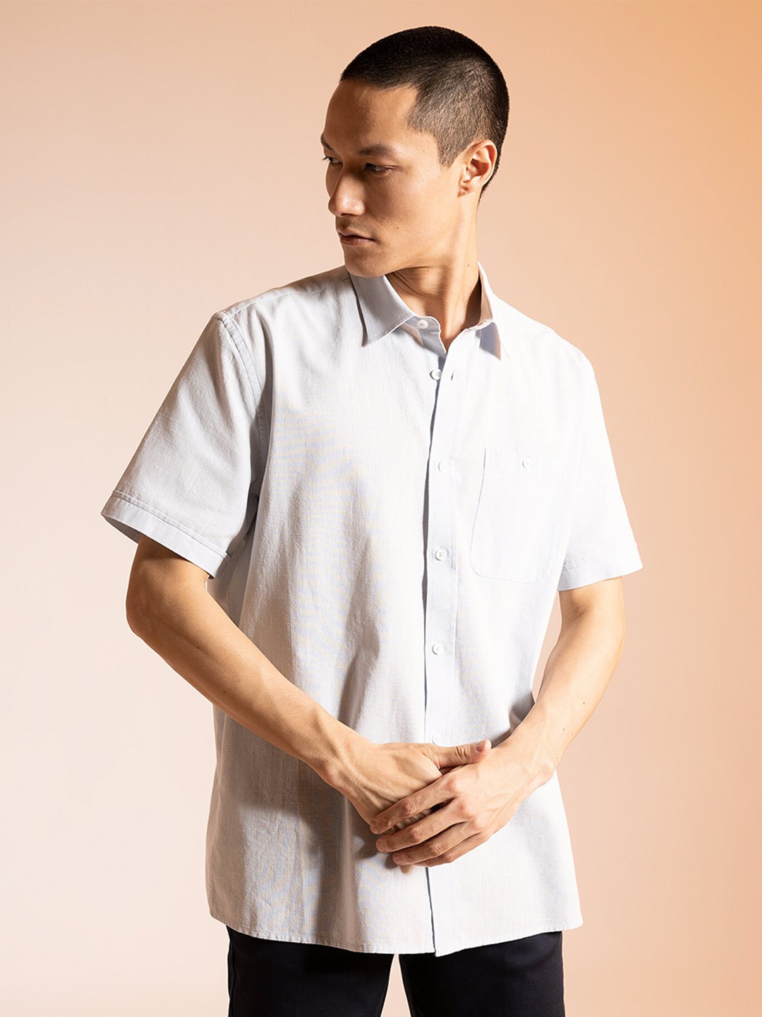 

DeFacto Spread Collar Opaque Casual Shirt, Blue