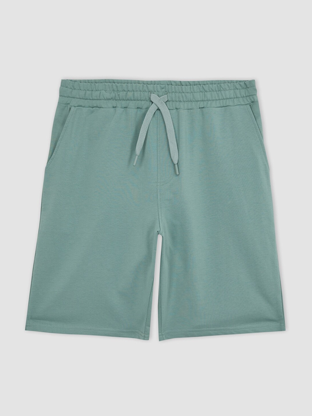 

DeFacto Men Mid-Rise Pure Cotton Shorts, Sea green