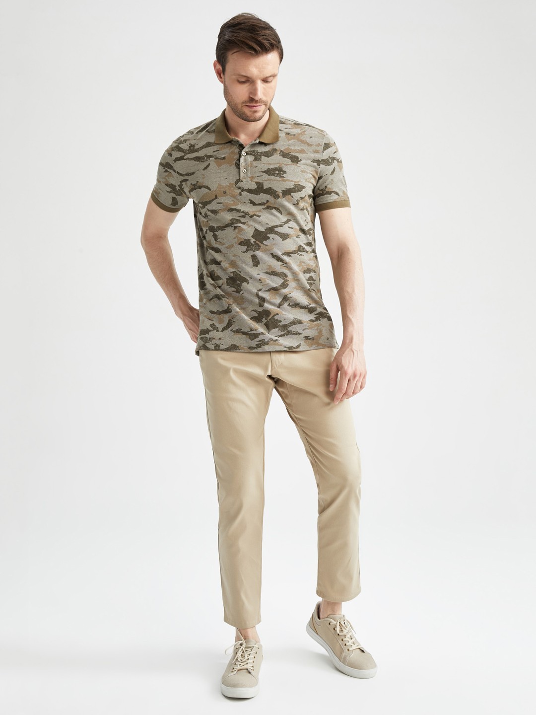 

DeFacto Men Mid -Rsie Cotton Trousers, Coffee brown