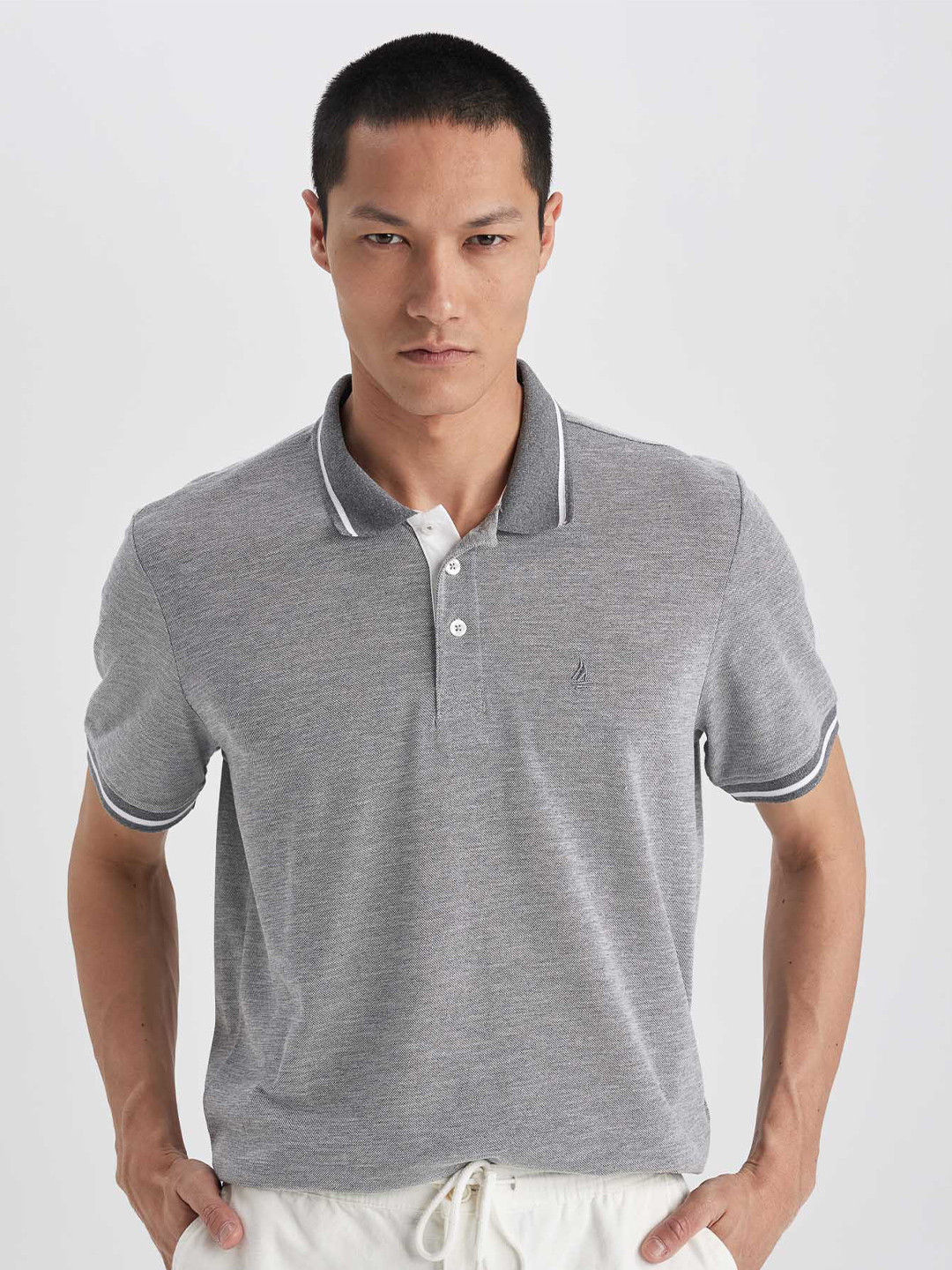 

DeFacto Polo Collar Short Sleeves Casual T-shirt, Grey