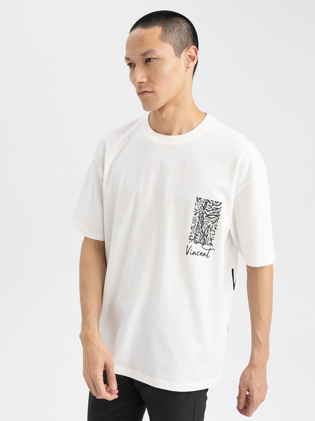 

DeFacto Round Neck Cotton T-shirt, White