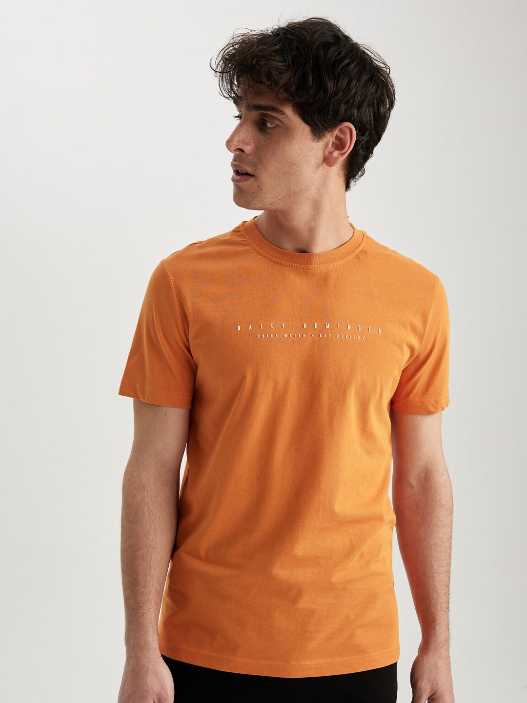 

DeFacto Typography Printed Cotton T-shirt, Orange