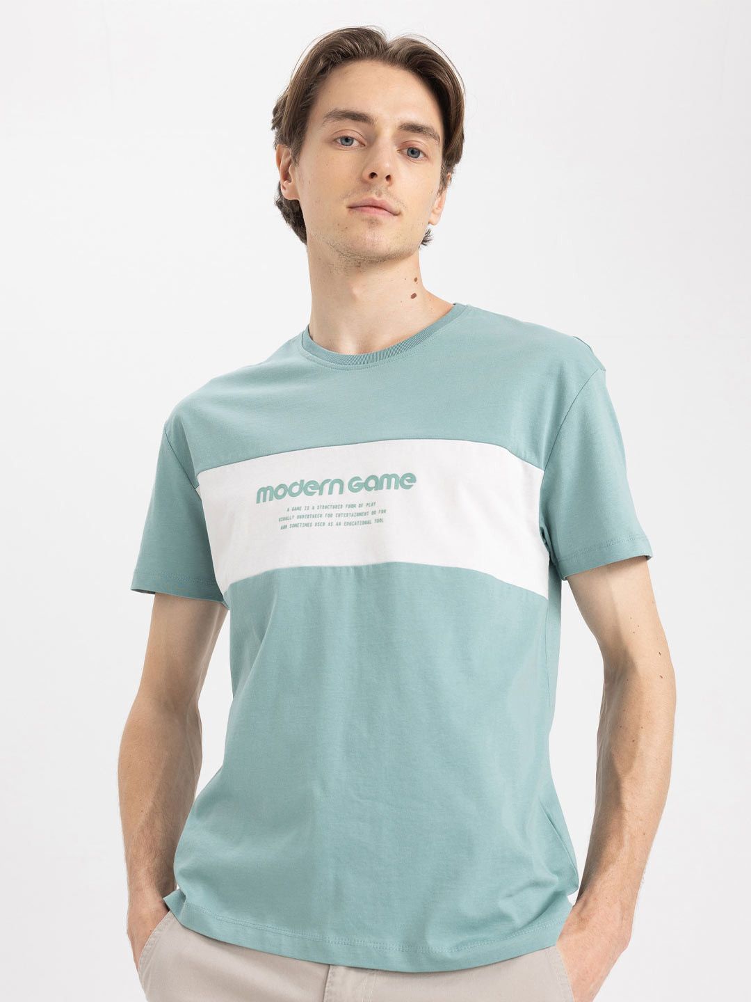 

DeFacto Typography Printed Cotton T-shirt, Sea green