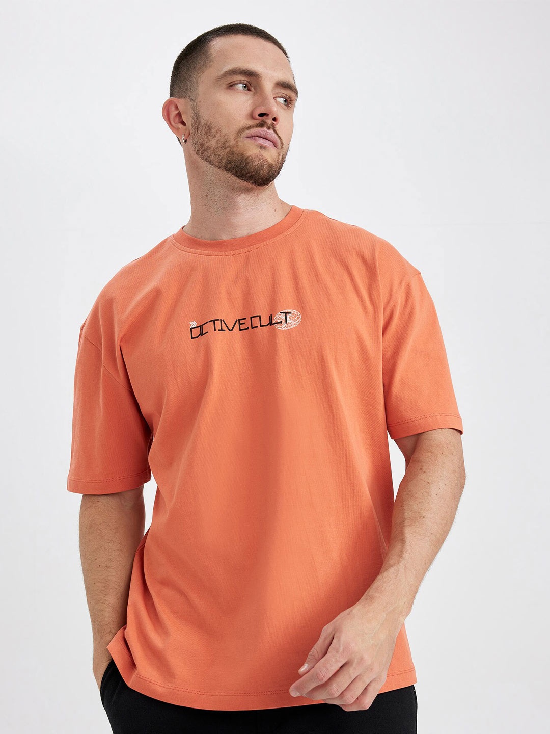 

DeFacto Typography Printed Pure Cotton T-shirt, Orange